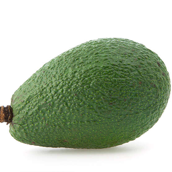 Fresh green avocado isolated on white background